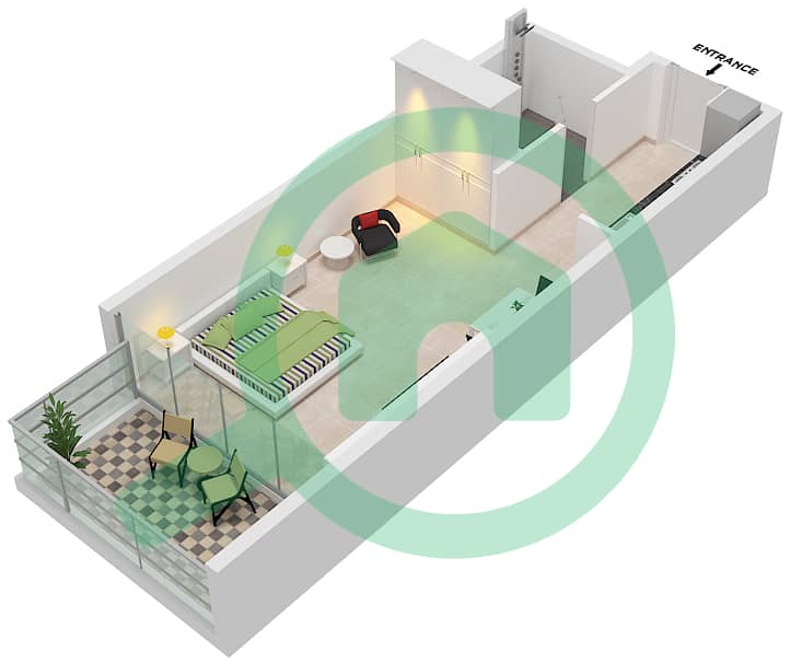 المخططات الطابقية لتصميم الوحدة D02 FLOOR 17,18 شقة استوديو - أرتيسيا D interactive3D