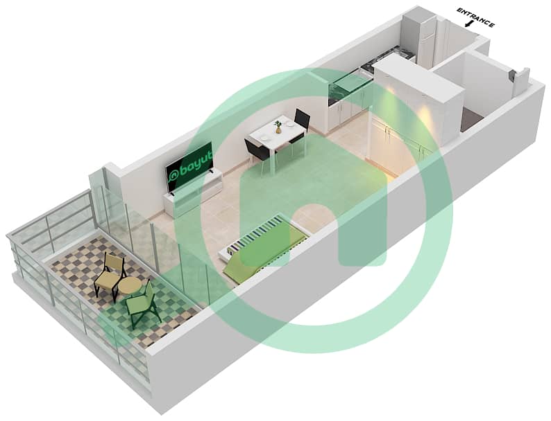 المخططات الطابقية لتصميم الوحدة D12 FLOOR 15,16 شقة استوديو - أرتيسيا D interactive3D