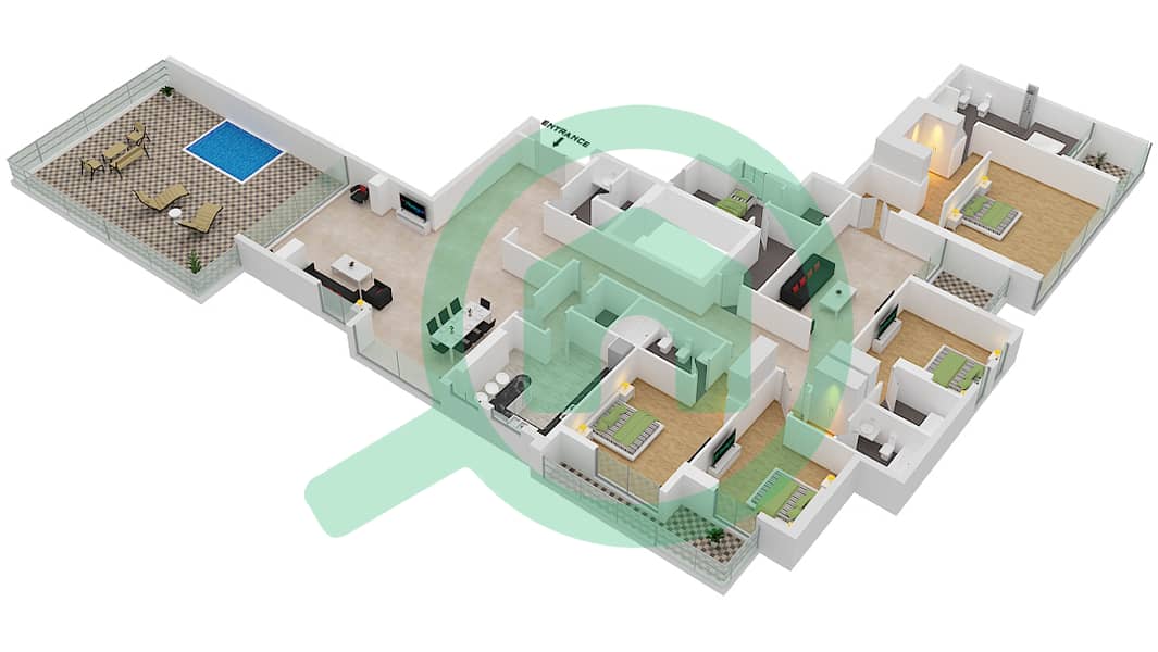 المخططات الطابقية لتصميم النموذج / الوحدة A/1501 بنتهاوس 4 غرف نوم - مون ريف interactive3D