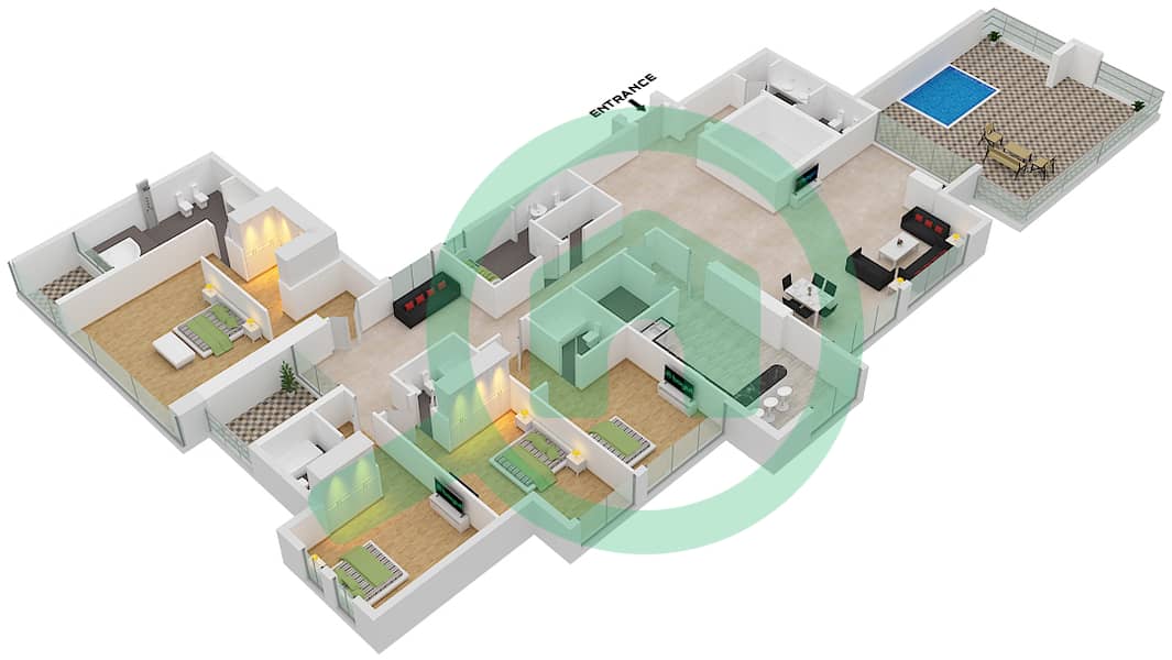 المخططات الطابقية لتصميم النموذج / الوحدة C/1503 بنتهاوس 4 غرف نوم - مون ريف interactive3D