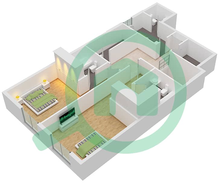 المخططات الطابقية لتصميم النموذج / الوحدة C/3 شقة 3 غرف نوم - مون ريف interactive3D