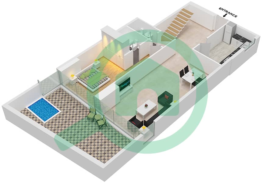 المخططات الطابقية لتصميم النموذج / الوحدة F/6 شقة 3 غرف نوم - مون ريف interactive3D