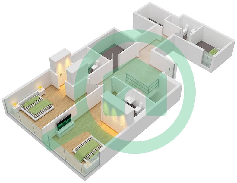المخططات الطابقية لتصميم النموذج / الوحدة G/7 شقة 3 غرف نوم - مون ريف interactive3D