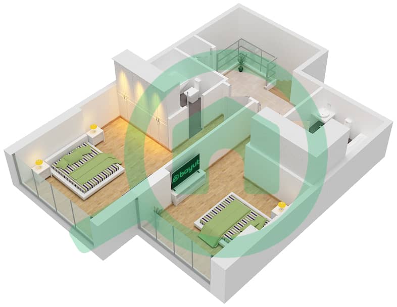 المخططات الطابقية لتصميم النموذج / الوحدة H/8 شقة 2 غرفة نوم - مون ريف interactive3D