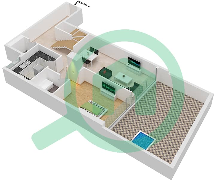 المخططات الطابقية لتصميم النموذج / الوحدة I/9 شقة 3 غرف نوم - مون ريف interactive3D