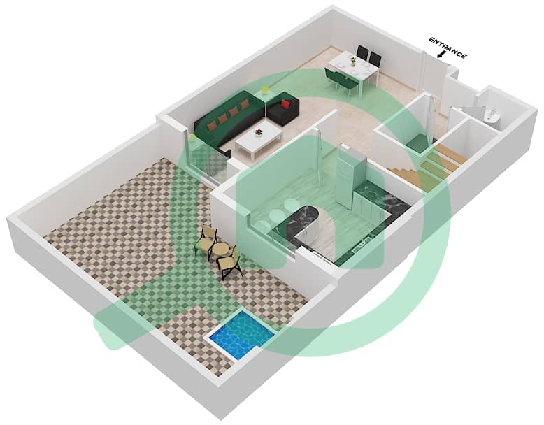 المخططات الطابقية لتصميم النموذج / الوحدة J/10 شقة 2 غرفة نوم - مون ريف interactive3D