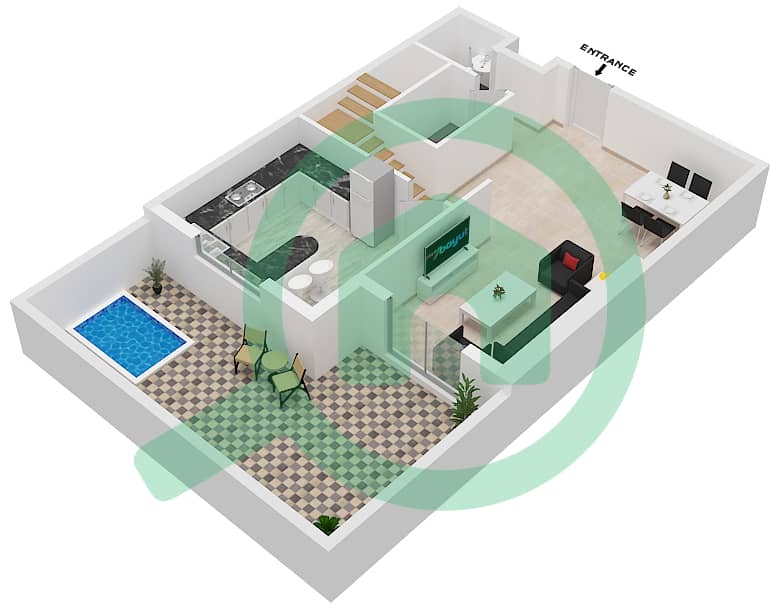 المخططات الطابقية لتصميم النموذج / الوحدة K/11 شقة 2 غرفة نوم - مون ريف interactive3D