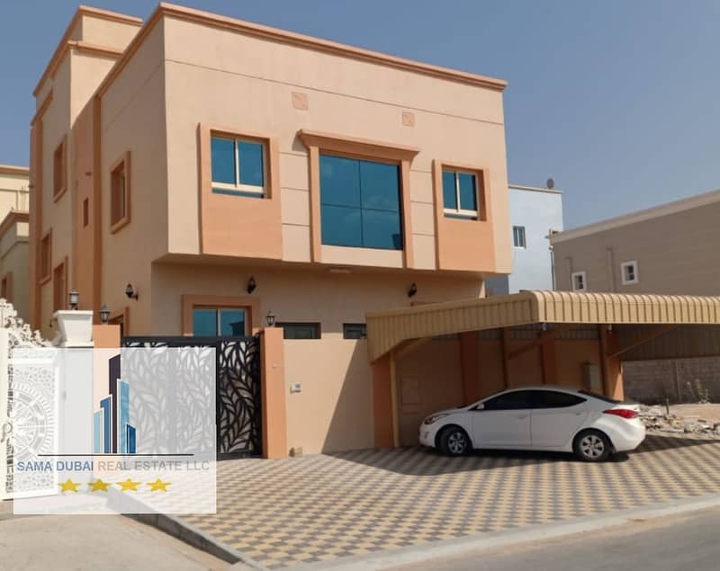 Villa for rent in Ajman, Al Yasmin area, the first inhabitant, consisting of 7 rooms and 3 equipped kitchens