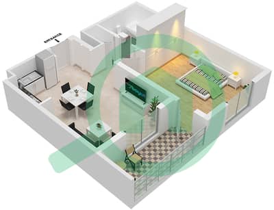 المخططات الطابقية لتصميم النموذج / الوحدة 2H-1/223,323,423 شقة 1 غرفة نوم - أزور بيتش رزيدنس من ايجل هيلز