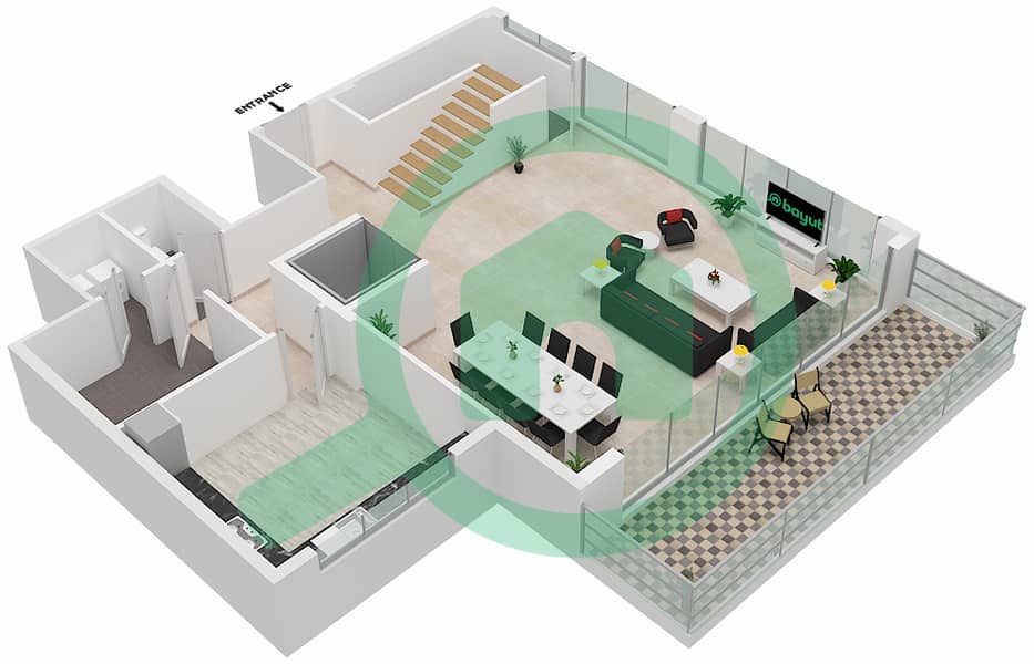 Аль Валид Гарденс - Пентхаус 3 Cпальни планировка Единица измерения 2 Floor 13th interactive3D