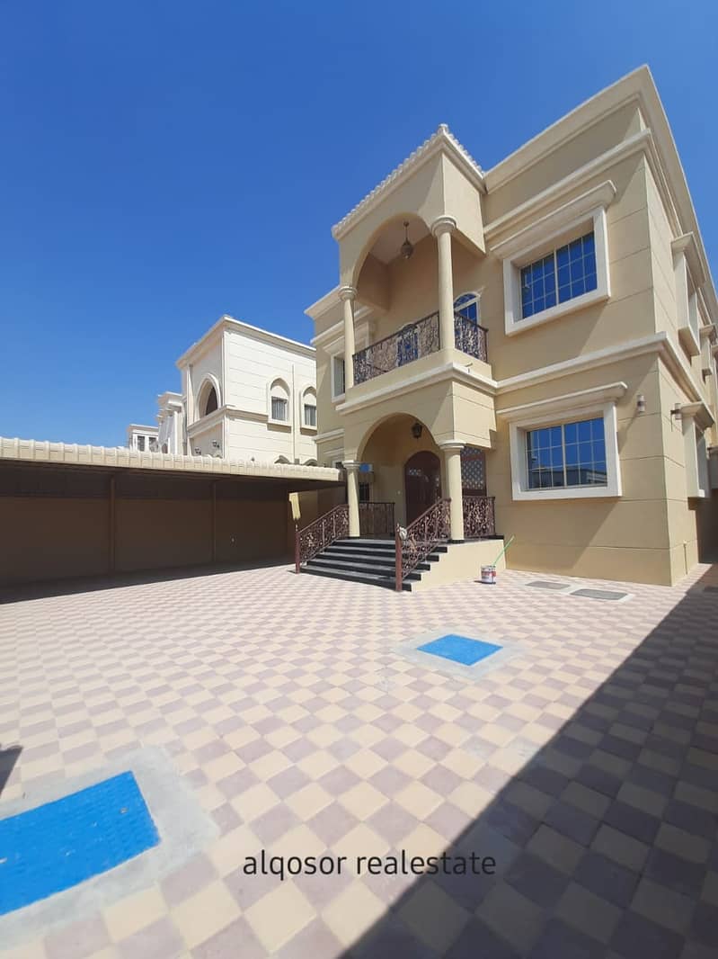 Villa for sale in Ajman, Al Mowaihat area, Arabic design, various finishes, next to a mosque, and the possibility of easy bank financing