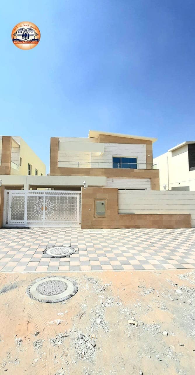 A modern villa with European design, the latest and most wonderful in the Emirate of Ajman, on a neighboring street, close to all services in the most prestigious areas, Al Mowaihat 2