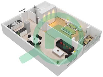 المخططات الطابقية لتصميم النموذج I شقة 1 غرفة نوم - إنديجو سبكتروم 1