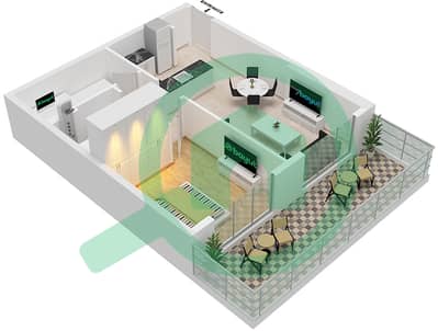 المخططات الطابقية لتصميم النموذج B شقة 1 غرفة نوم - ماج 318