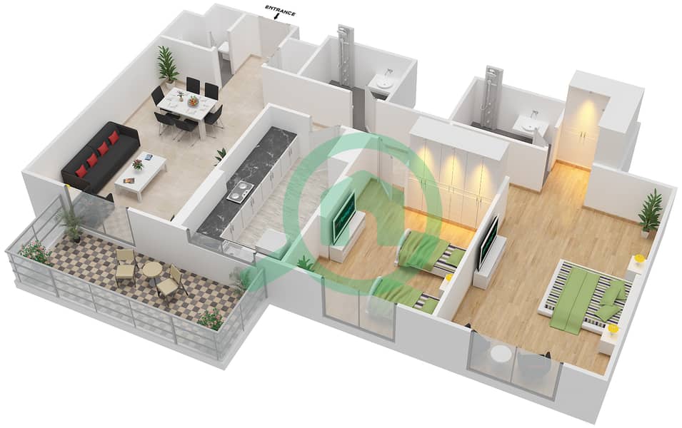 Azizi Freesia - 2 Bedroom Apartment Type/unit 4B/06 Floor plan interactive3D