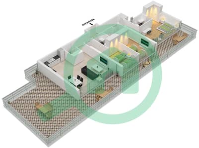المخططات الطابقية لتصميم النموذج X2 شقة 3 غرف نوم - الواحة ريزيدنس 2