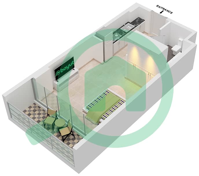 المخططات الطابقية لتصميم النموذج O شقة استوديو - ذا بلس ريزيدنس ايكون Floor 1 - 11 interactive3D