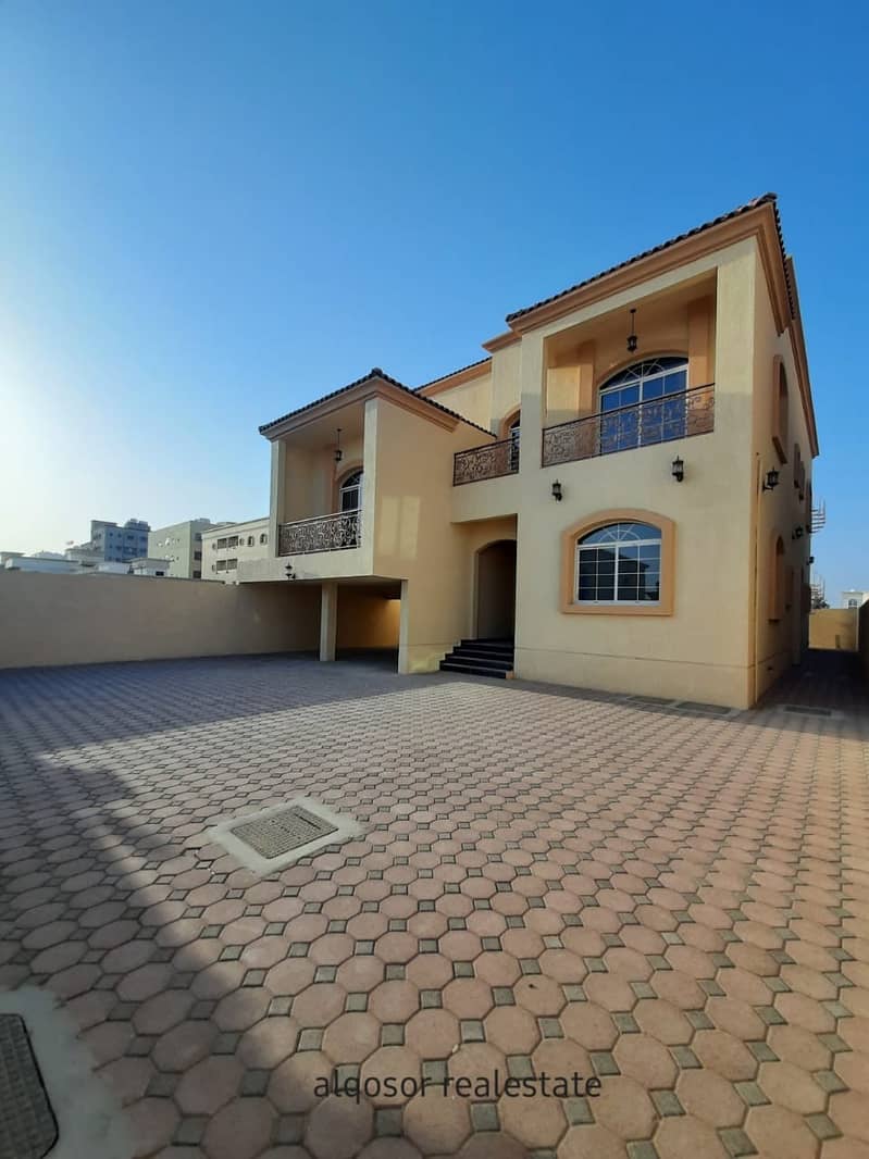 Villa for sale in Ajman, Al Mowaihat area, two floors, Arabic design, various finishes, with the possibility of easy bank financing