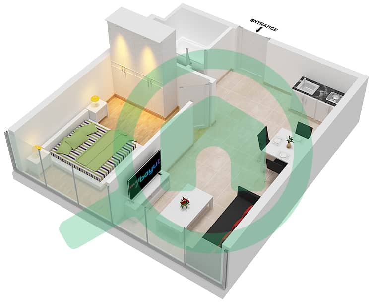 Blu Mirage - 1 Bedroom Apartment Type A Floor plan interactive3D