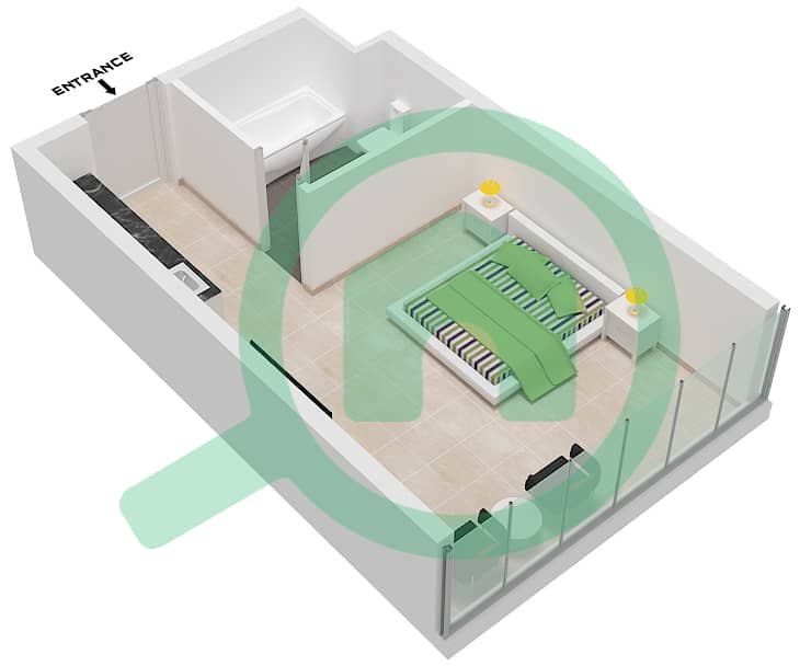 蓝色幻境公寓 - 单身公寓类型I戶型图 interactive3D
