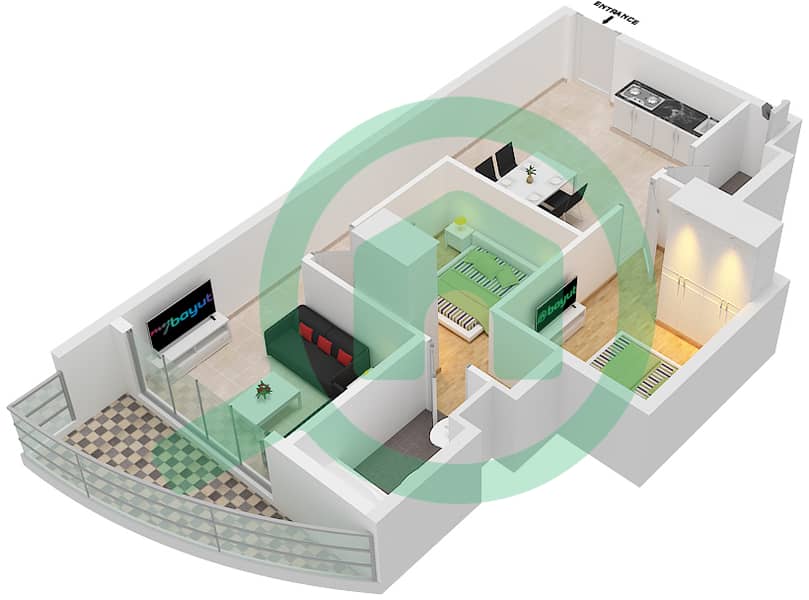 Blu Mirage - 2 Bedroom Apartment Type F Floor plan interactive3D