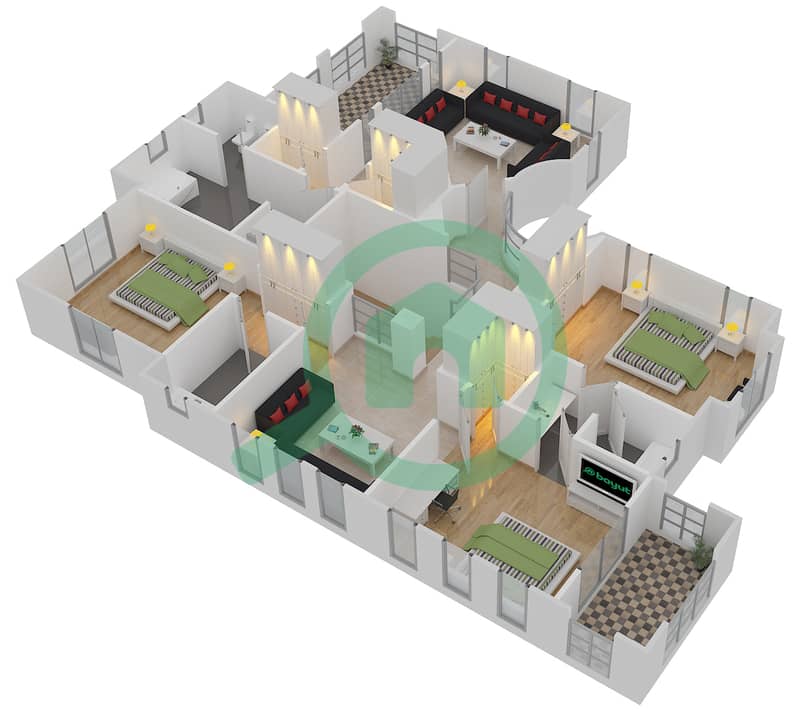 La Avenida 1 - 4 Bedroom Villa Type 2 Floor plan First Floor interactive3D