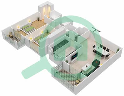 Azizi Yasamine - 2 Bed Apartments Type/Unit 4B/4 Floor plan