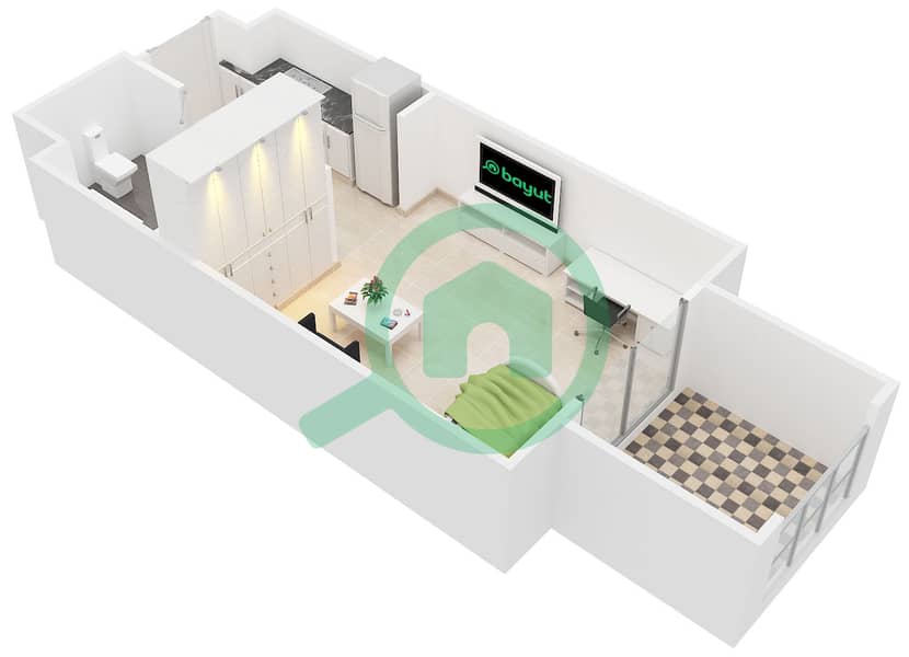 Кандас Астер - Апартамент Студия планировка Тип C interactive3D