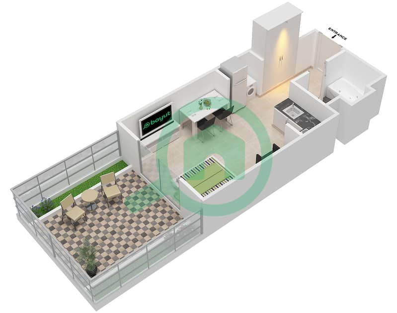 Azizi Roy Mediterranean - Studio Apartment Type/unit P.A/3-6,35,38 Floor plan interactive3D