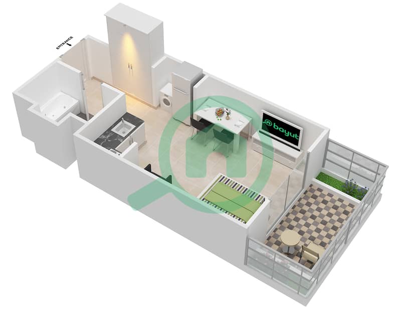 Azizi Roy Mediterranean - Studio Apartment Type/unit P.B/9-11,14-16,26-27,30 Floor plan interactive3D