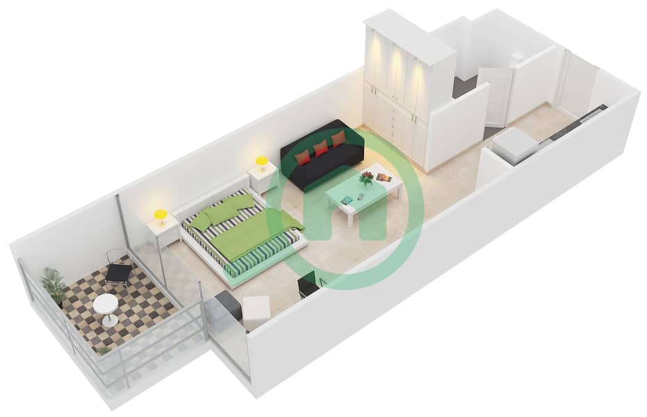 المخططات الطابقية لتصميم الوحدة 4 شقة استوديو - فاريشتا عزيزي interactive3D