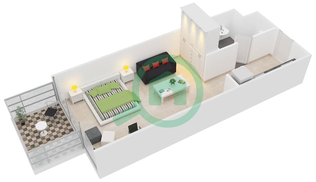 阿齐兹法利赫塔公寓 - 单身公寓单位7戶型图 interactive3D