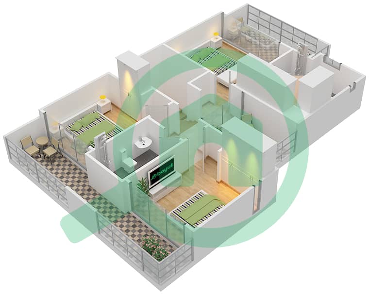 Ruba - 4 Bedroom Townhouse Type/unit SIRAJ/TH01,TH04 Floor plan interactive3D