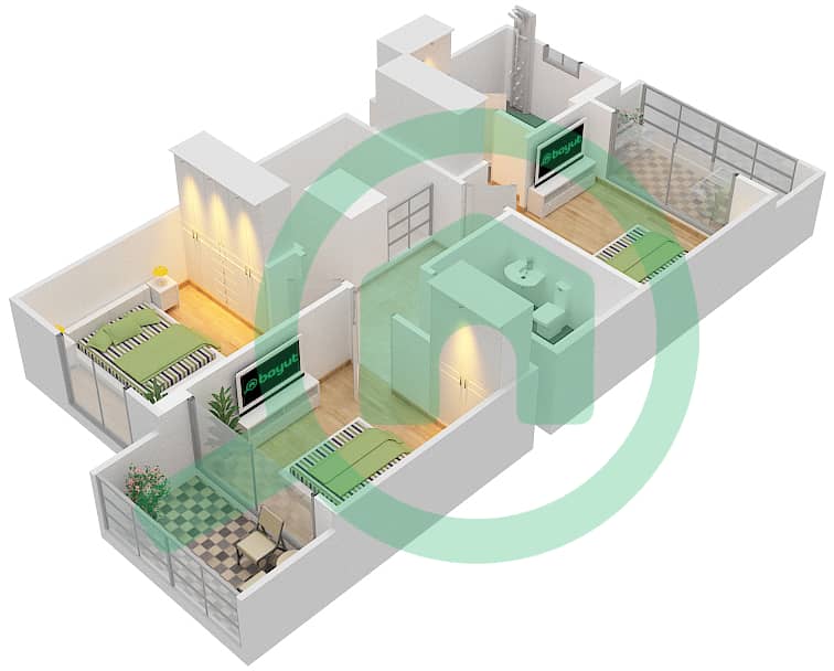 Ruba - 3 Bedroom Townhouse Type/unit SIRAJ/TH02,TH03 (A) Floor plan interactive3D