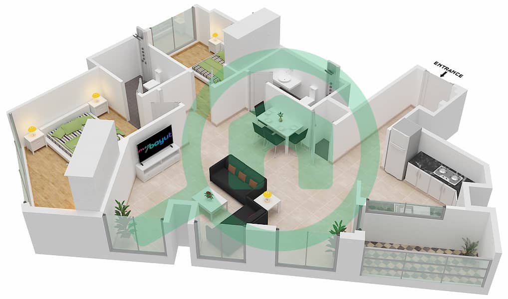 15 Northside - 2 Bedroom Apartment Type/unit 2A/10 TOWER A Floor plan Floor 1-4 interactive3D