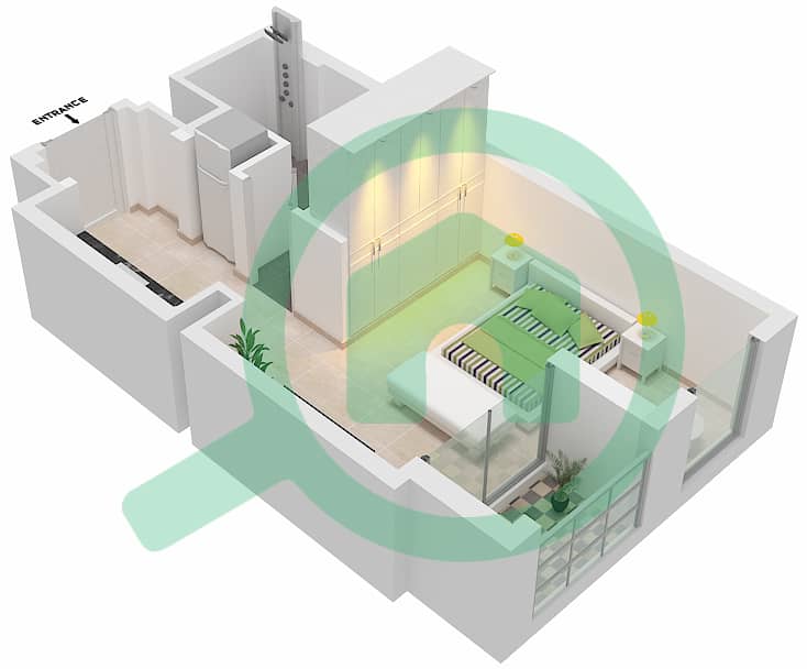 15 Northside - Studio Apartment Type/unit A/4,6,8 TOWER A Floor plan interactive3D