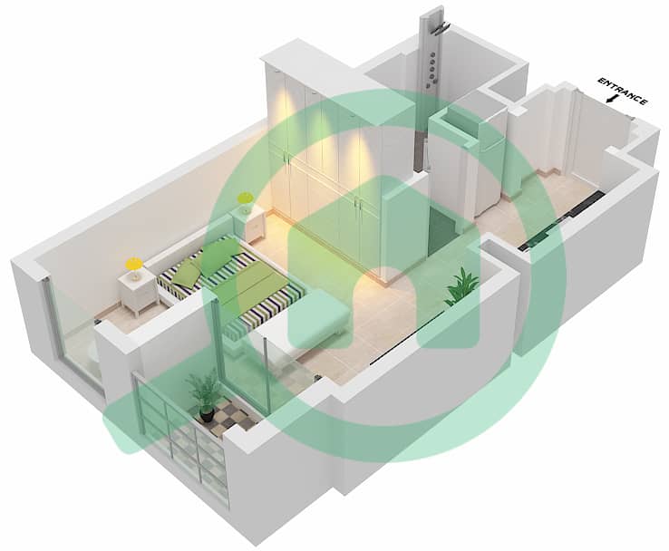 المخططات الطابقية لتصميم النموذج / الوحدة B/5,7,9 TOWER A شقة استوديو - 15 نورثسايد Floor 1-21 interactive3D