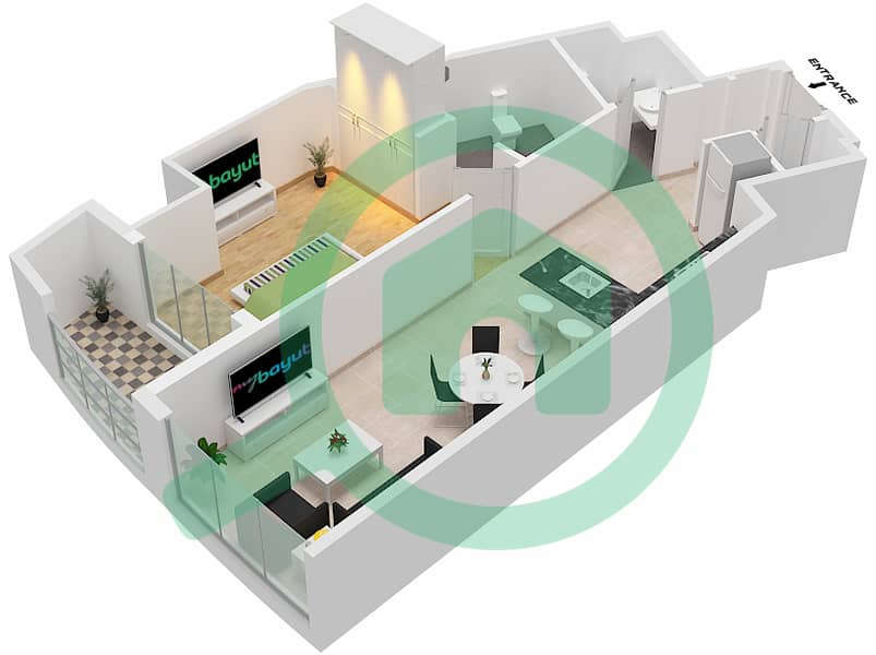 15 Northside - 1 Bedroom Apartment Type/unit 1C/1  TOWER A Floor plan Floor 1-8 interactive3D