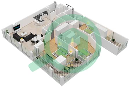 15 Northside - 3 Bedroom Apartment Unit 702  TOWER B Floor plan
