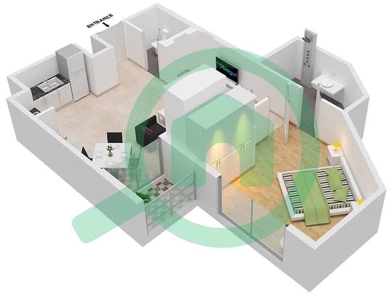 15 Northside - 1 Bedroom Apartment Unit 710  TOWER B Floor plan interactive3D