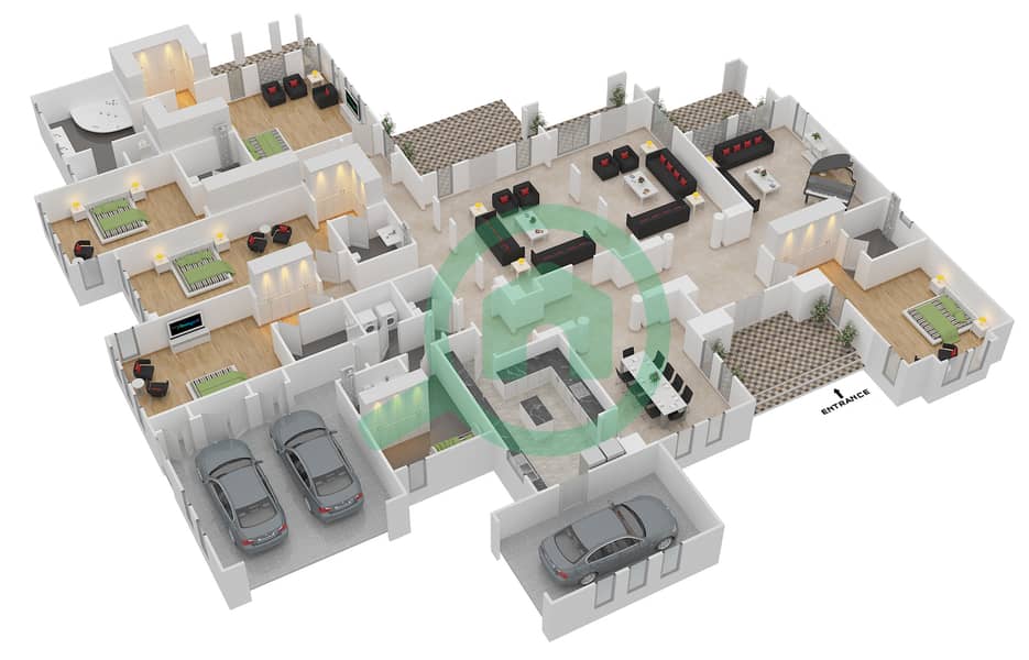 Гольф Хомс - Вилла 5 Cпальни планировка Тип HACIENDA - A interactive3D