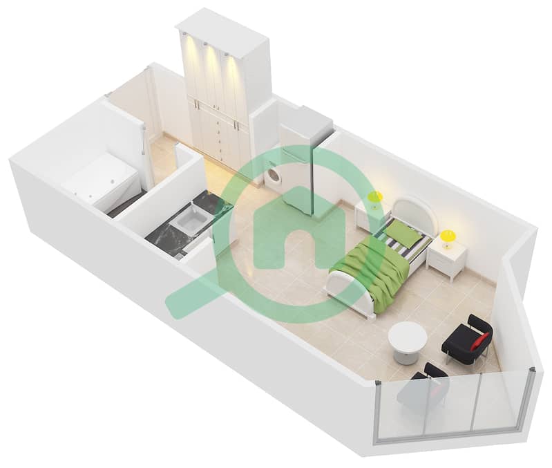 Montrell - Studio Apartment Type/unit TD/09 Floor plan interactive3D