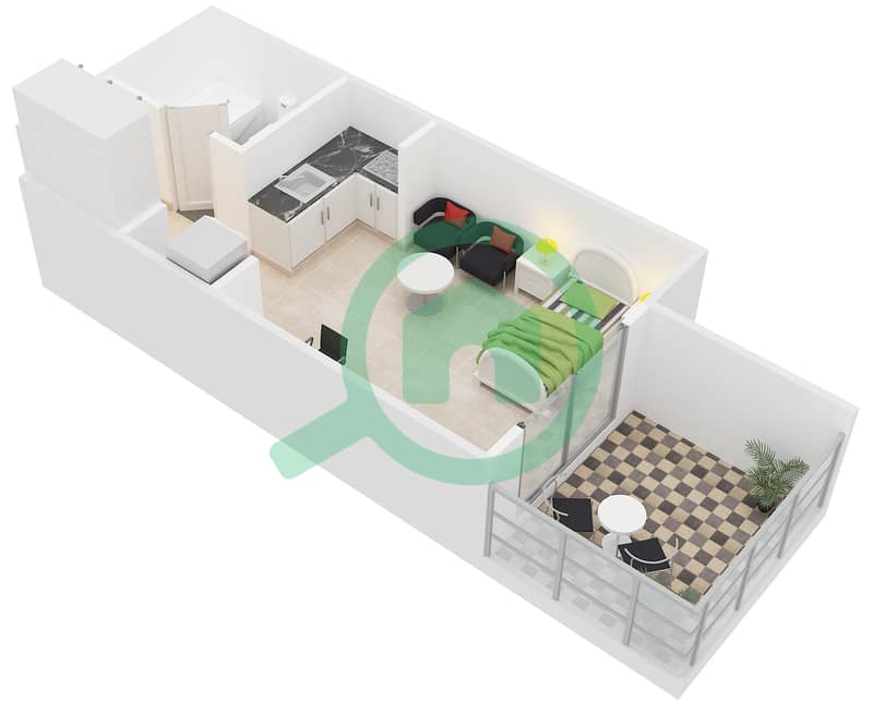 Montrell - 单身公寓类型／单位TB/07,26戶型图 interactive3D
