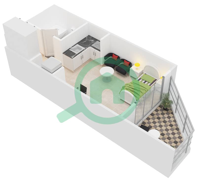 Montrell - 单身公寓类型／单位PC/08,25戶型图 interactive3D