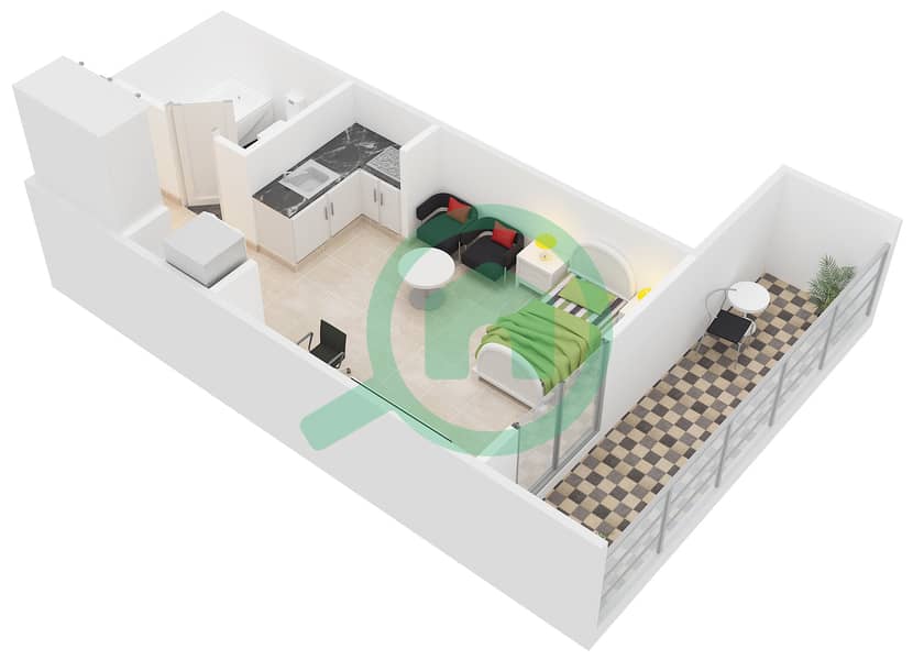 المخططات الطابقية لتصميم النموذج / الوحدة PO/16,17 شقة استوديو - مونتريل interactive3D