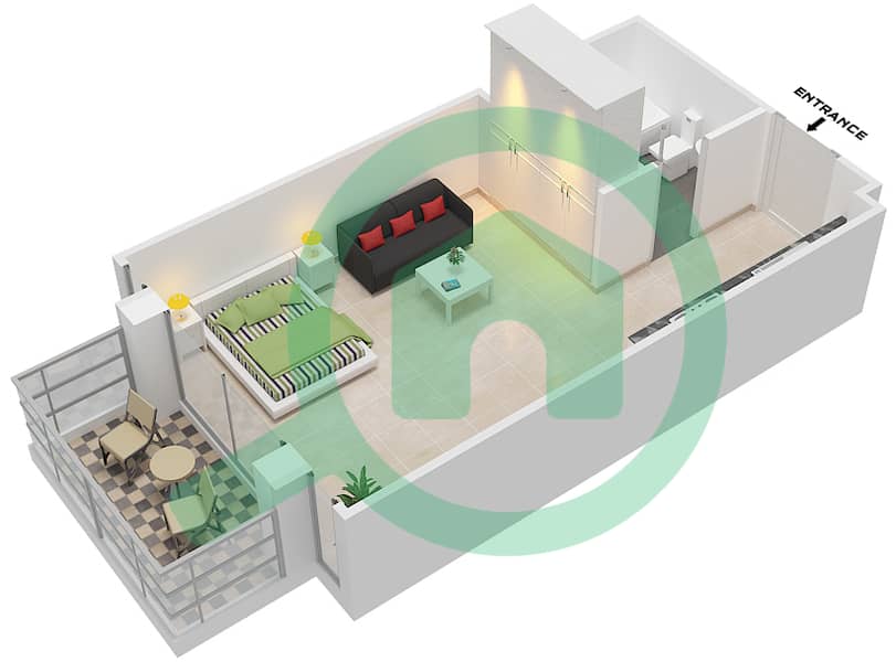 丽兹公寓 - 单身公寓类型／单位T03/6-8戶型图 interactive3D