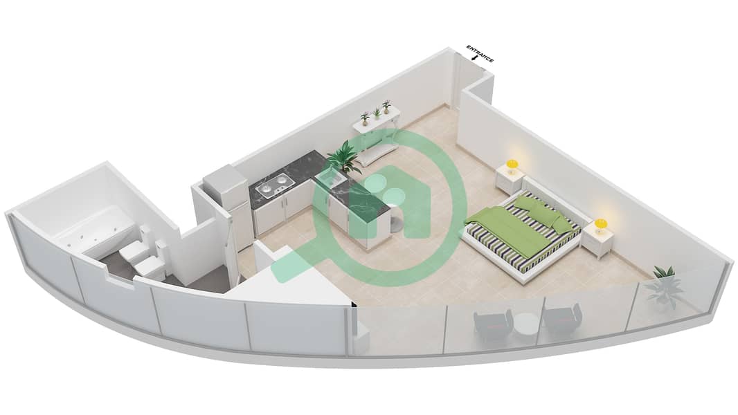 Гидра Авеню Тауэрс - Апартамент Студия планировка Тип/мера 1 UNIT 4,14 BLOCK C8 interactive3D