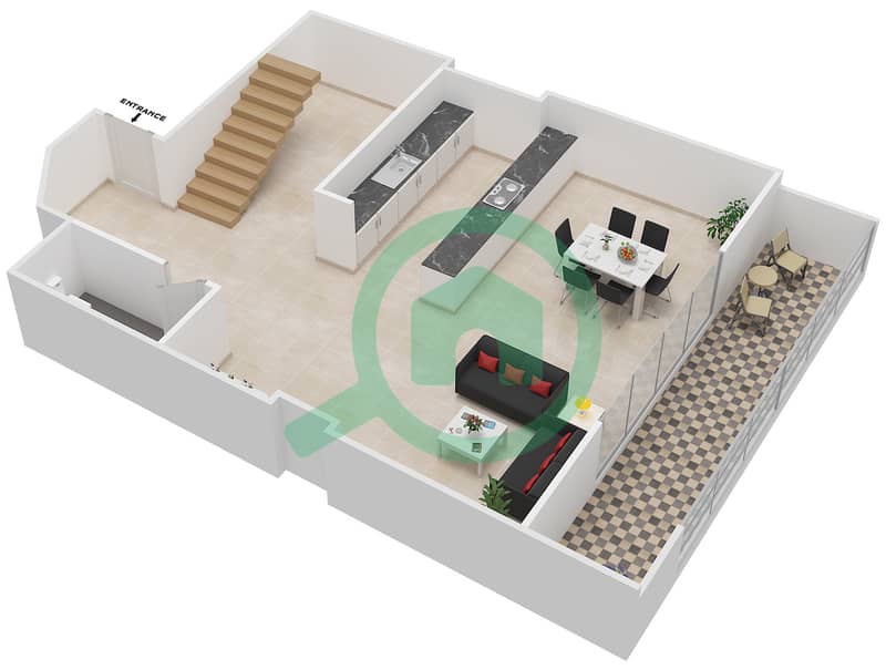 Гидра Авеню Тауэрс - Апартамент 2 Cпальни планировка Тип/мера 2B UNIT B1,B4,B5,B8,B9 Ground Floor interactive3D