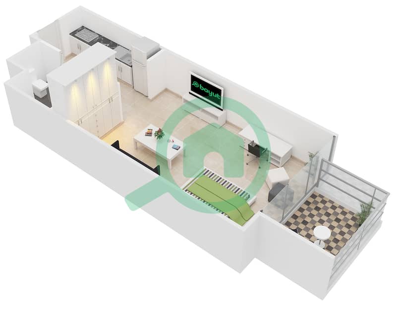 Samia Azizi - Studio Apartment Unit 3 Floor plan interactive3D