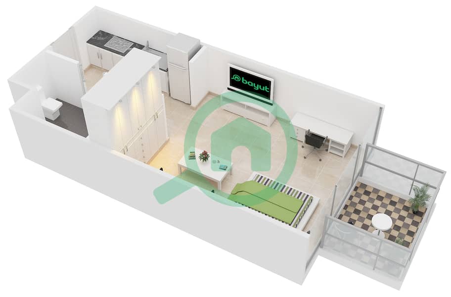 Samia Azizi - Studio Apartment Unit 15 Floor plan interactive3D